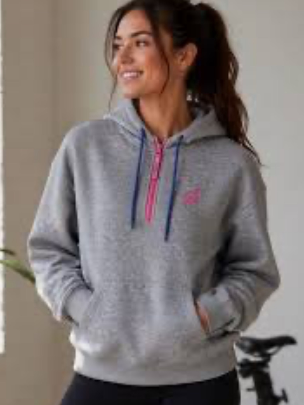 Peleton TWGF Gray Logo Back Relaxed Half Zip Pullover Cotton Hoodie Sweatshirt